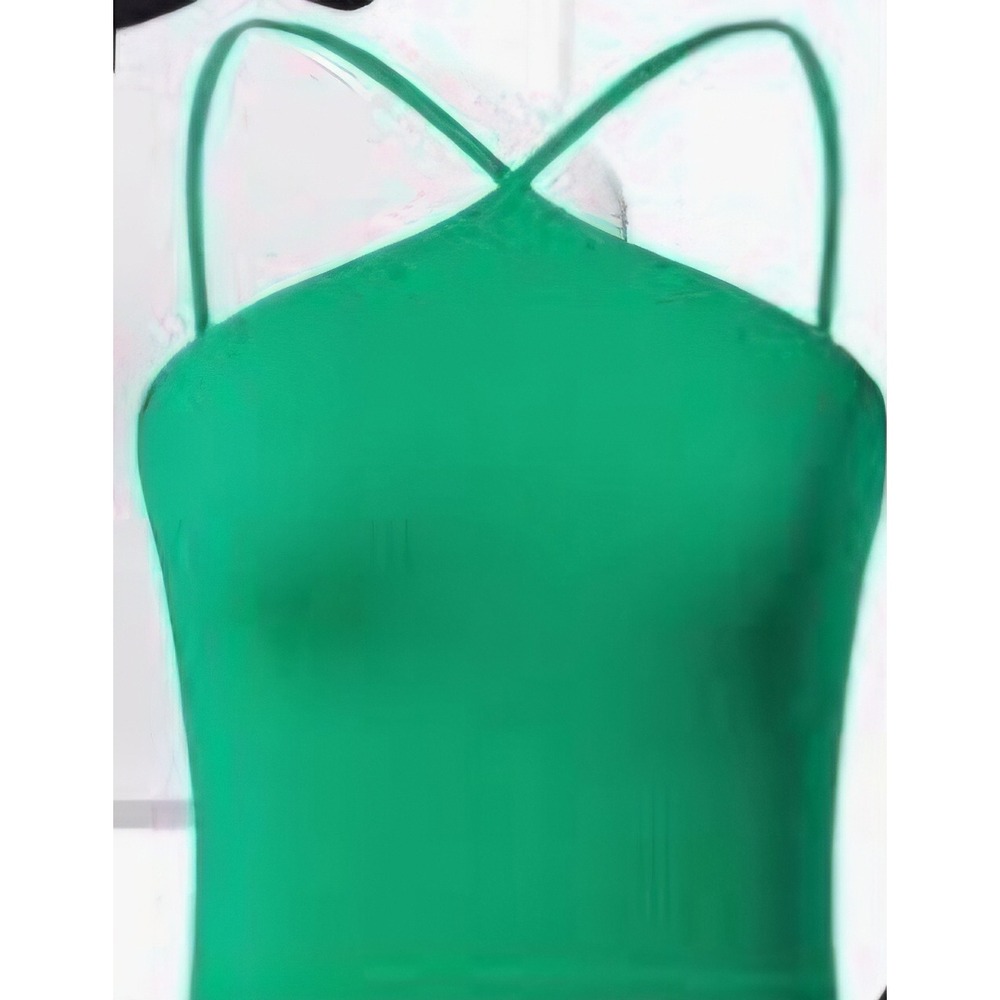 Lemonsky 2 Pack Ribbed Halter‎ Tank Tops Green Black Small Criss Cross Back New